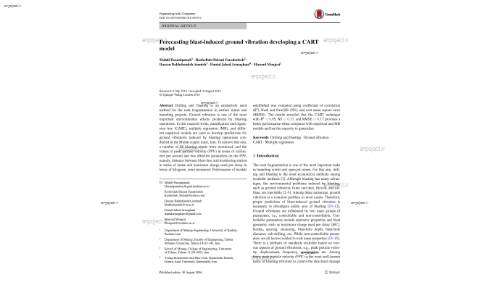 Forecasting blast‑induced ground vibration developing a CART model